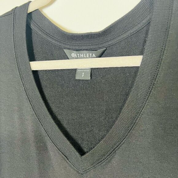 Athleta Black V Neck Pullover Sz SM Sweatshirt - Picture 4 of 5
